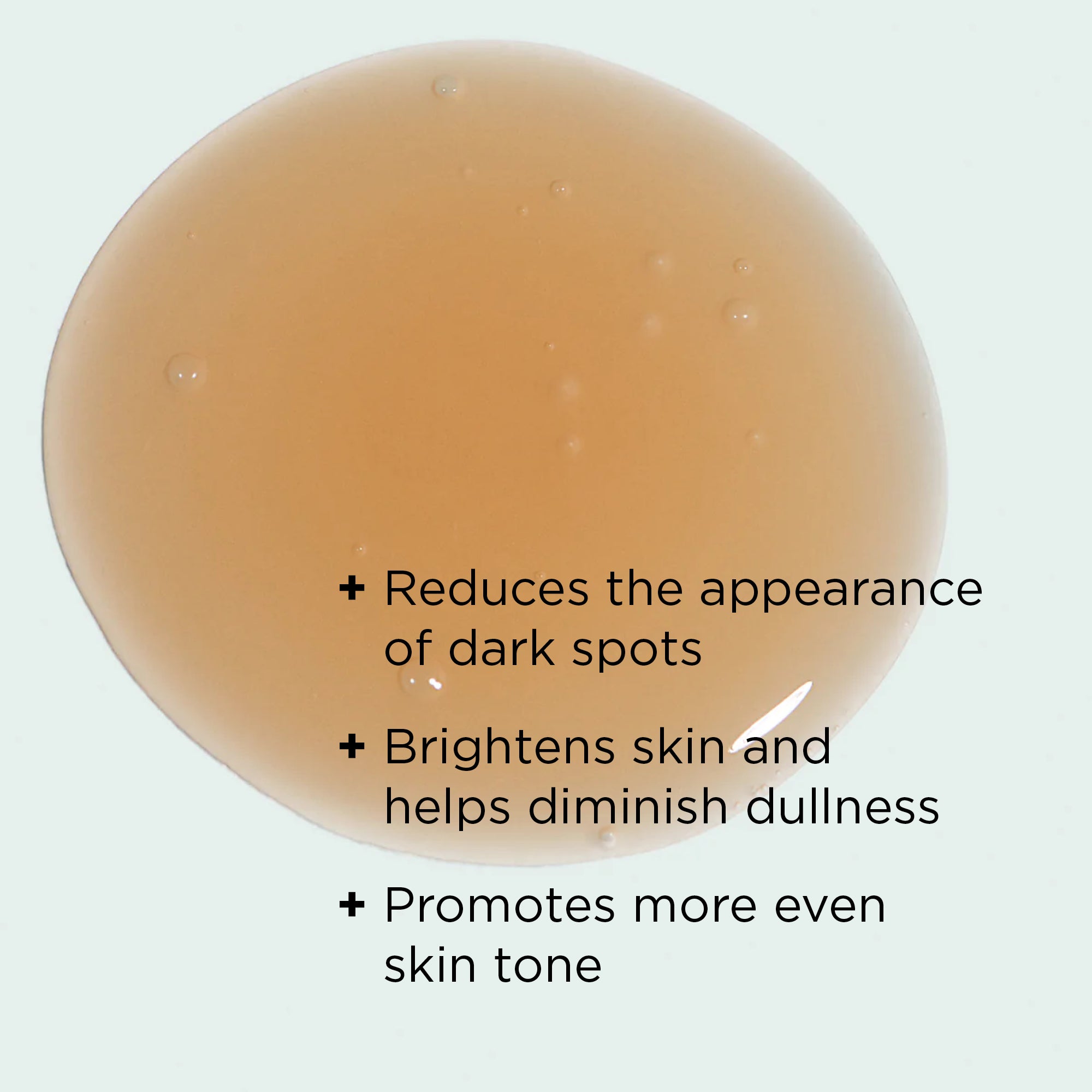 serum droplet close up with benefits callouts