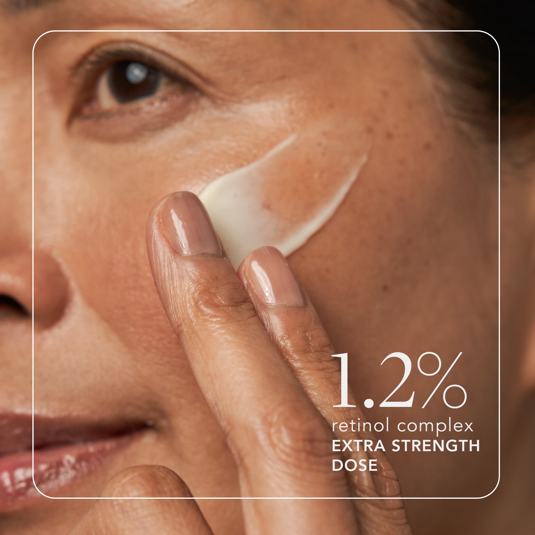 model applying masque with extra strength dose text