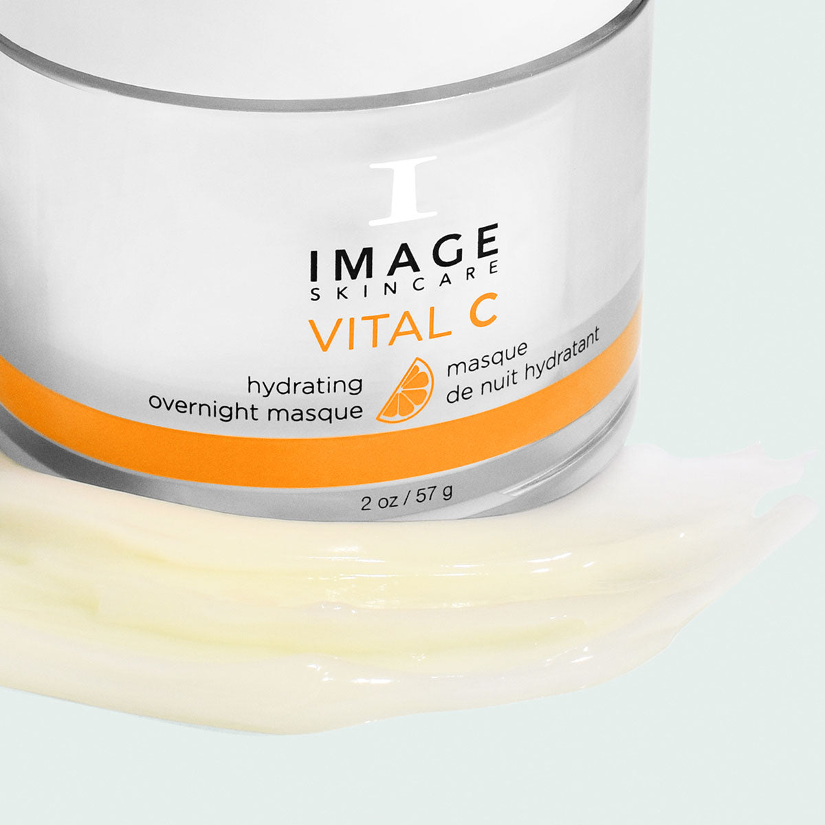 close up of vital c overnight masque with texture swatch on bottom