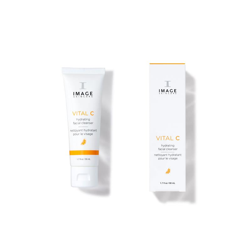 Vital C facial cleanser with packaging on a white background